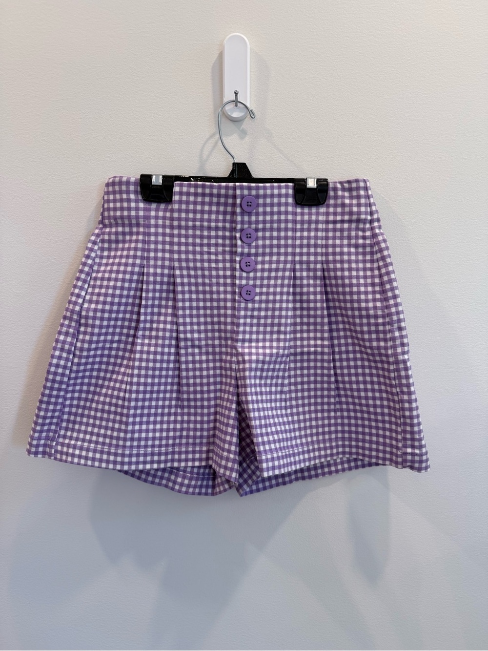 Shinestar Gingham Pleated High Waist Shorts Rockabilly Pinup Preppy Size Medium